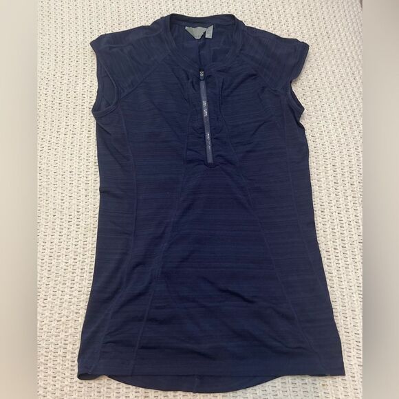 Athleta PACIFICA CONTOURED TANK blue sleeveless 1/4 zip athletic workout top, XS - Picture 1 of 7